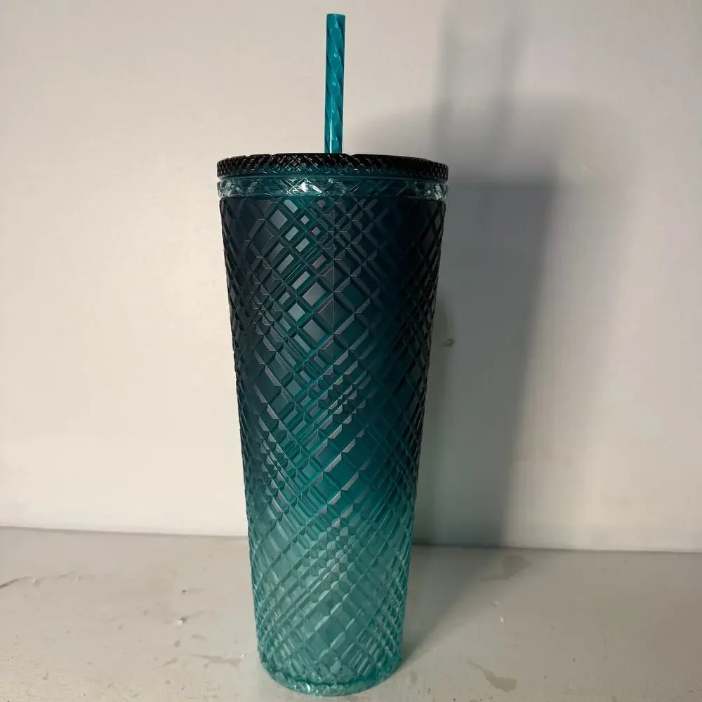 NEW Starbucks 2023 Spring Teal Jeweled Green Blue Ombre Cold Cup Tumbler 24oz